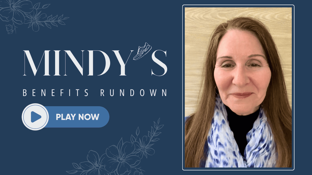 Graphic for Mindy’s Benefits Rundown February 2026 issue with a "Play Now" button.