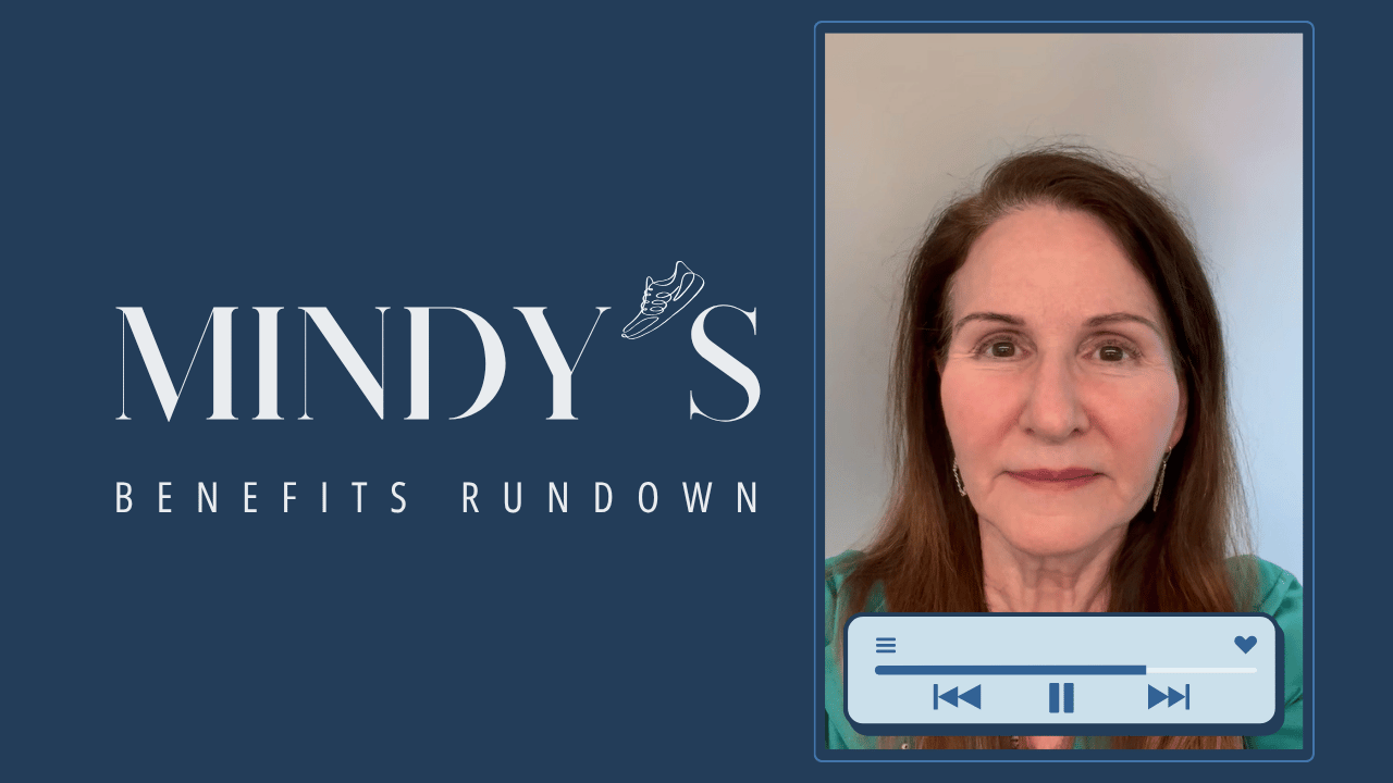 Graphic for Mindy’s Benefits Rundown August 2025 issue with a "Play Now" button.