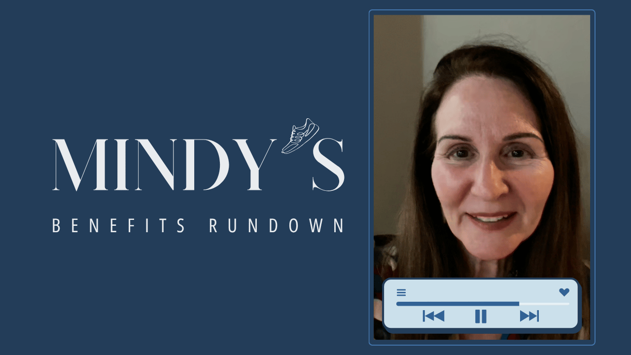 Graphic for Mindy’s Benefits Rundown July 2025 issue with a "Play Now" button.