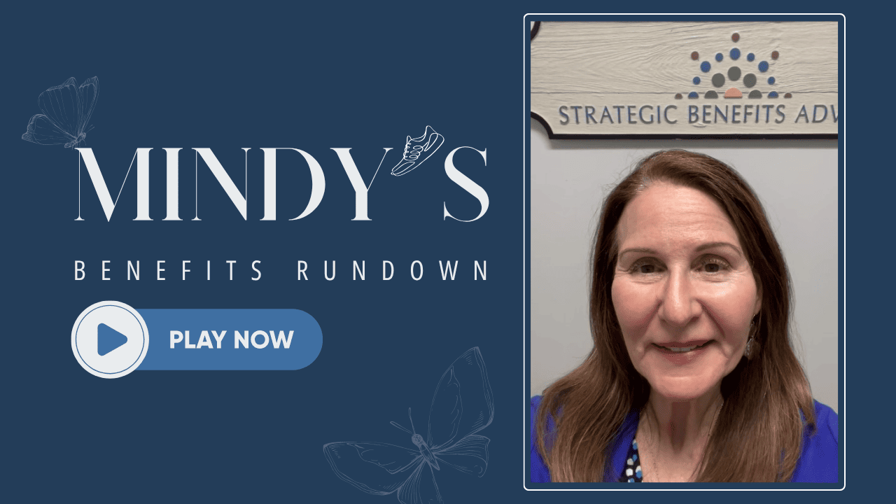 Graphic for Mindy’s Benefits Rundown April 2026 issue with a "Play Now" button.