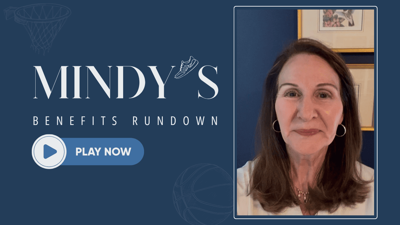 Graphic for Mindy’s Benefits Rundown March 2026 issue with a "Play Now" button.