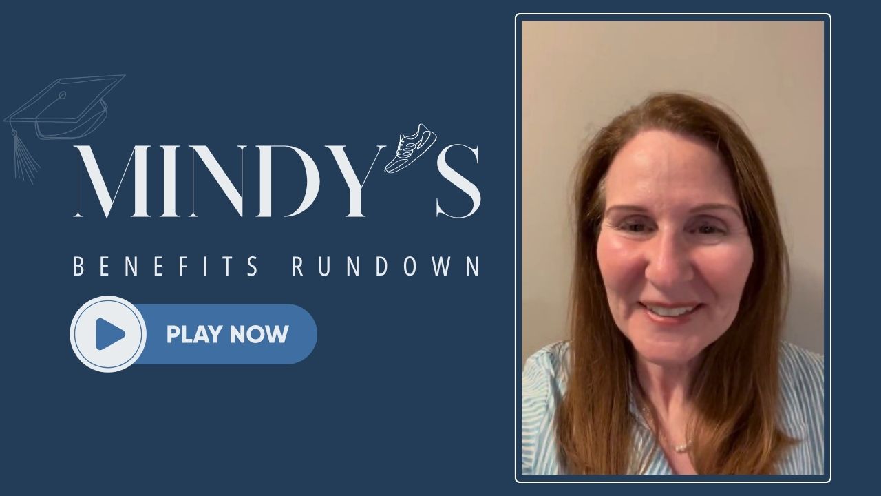 Graphic for Mindy’s Benefits Rundown May 2026 issue with a "Play Now" button.